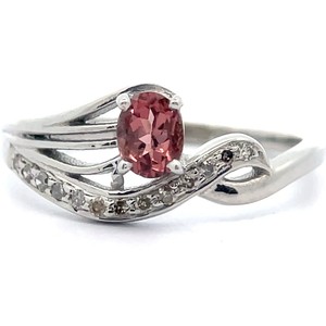 Oval Red Gemstone & Diamond Wave Ring VIDEO