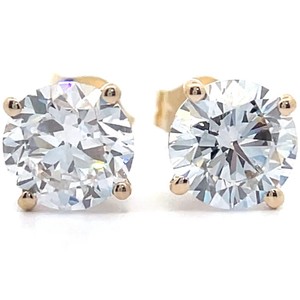 2 Carat Diamond Solitaire Four-Prong Martini Stud Earrings in 14k Yellow Gold Retail $1,995 VIDEO
