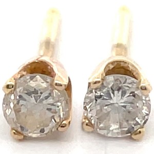0.20 Carat Natural Diamond Solitaire Stud Earrings in 14k Yellow Gold VIDEO