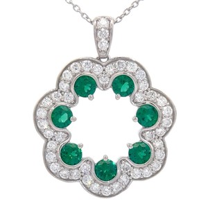 1.35 Carat Diamond & Emerald Open Lace Wreath Pendant Necklace VIDEO