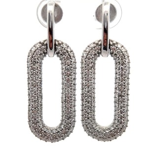 Elegant 2 Carat Pav Diamond Oblong Paperclip Chain Dangle Earrings VIDEO