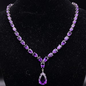 Blue Nile Amethyst Drop Necklace with Retail Presentation Box & Booklet $1,000 Appraisal Included VIDEO