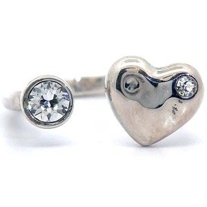 Coach Heart & Solitaire Ring in Sterling Silver Pre-Owned Retail $150 VIDEO