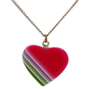 Lea Stein Heart Pendant Necklace, Made in France Pre-Owned Retail $225 VIDEO