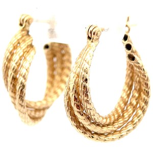 14K Yellow Gold Textured Hoop Earrings Classic Statement Style VIDEO
