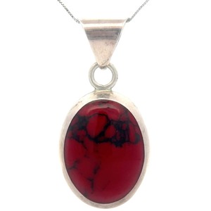 Red Mohave Turquoise Sterling Silver Pendant Bold Cabochon Statement VIDEO