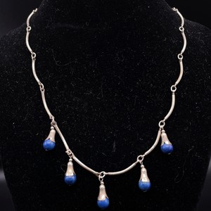 Designer Carolyn Pollack Lapis Drop Necklace in Sterling Silver, Adjustable 1820 $350 Retail VIDEO