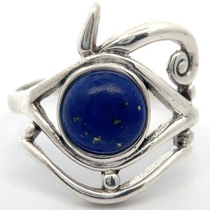 Lapis Lazuli Egyptian Eye of Horus Ring in Sterling Silver Symbolic Statement Design VIDEO