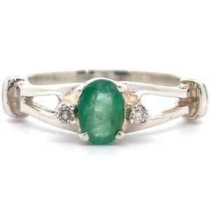 Natural Emerald & Diamond Accent Ring in Sterling Silver VIDEO