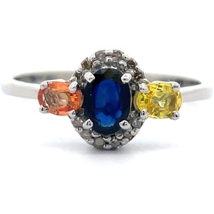 Iolite, Citrine & Natural Diamond Accent Ring in Sterling Silver VIDEO