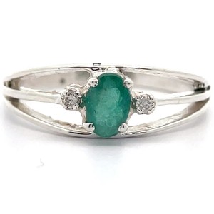 Natural Emerald & Diamond Accent Ring in Sterling Silver VIDEO