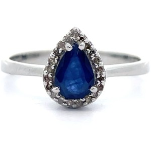 Blue Sapphire & Natural Diamond Halo Ring in Sterling Silver $799 Retail VIDEO