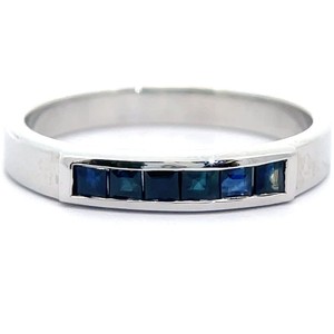 Blue Sapphire Channel Set Band Ring in Sterling Silver $599 Retail VIDEO