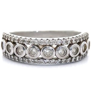 White Stone Cluster Band Estate Ring in Sterling Silver VIDEO