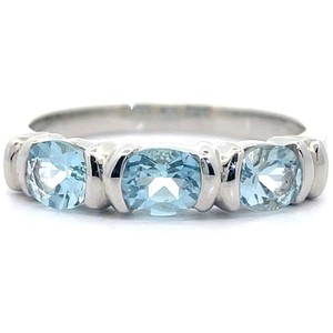 Blue Topaz Three-Stone Ring in Sterling Silver VIDEO
