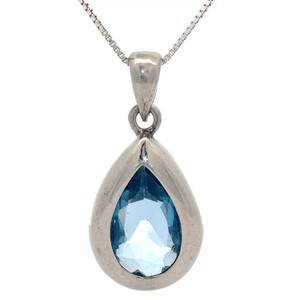 Blue Topaz Pendant Estate Necklace in Sterling Silver VIDEO