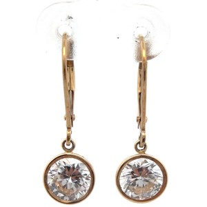 14K Yellow Gold CZ Dangle Earrings $220 Retail VIDEO
