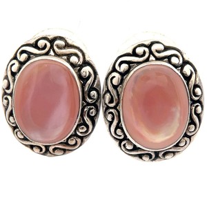 Southwestern Sterling Silver Pink Chalcedony Stud Estate Earrings VIDEO