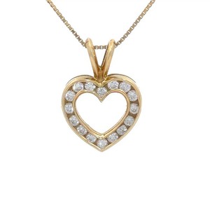 Natural Diamond Heart Estate Pendant in 14K Yellow Gold VIDEO