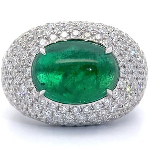 8.88 Carat Natural Emerald and Diamond Ring in 18K White Gold $23,600 Retail Tag VIDEO