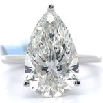 5.70 Carat Diamond Pear Solitaire Ring in 14k White Gold w/ Report; $7,995 Retail *VIDEO*