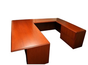 Large Executive U-Shaped Office Desk with 2-Drawer Lateral File Cabinet
