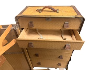Vintage Wheary Wardrobe Steamer Trunk with Drawers & Hangers