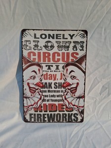 METAL CIRCUS AND CLOWN SIGN