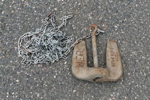 BOAT ANCHOR WITH CHAIN MARKED MINNEAPOLIS
