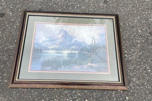 MOUNTAIN AND LAKE LANDSCAPE PRINT