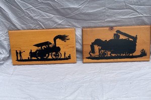 2 VINTAGE HARVEY BENARD COUNTRY ART WOOD WALL PLAQUES