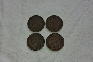 4 INDIAN HEAD PENNIES