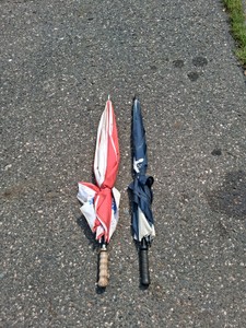 PAIR OF LARGE UMBRELLAS