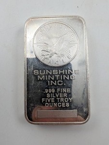 Sunshine Minting .999 Fine Silver 5 Troy Ounces Bar