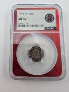 Antique 1877-CC Seated Liberty Dime NGC AU55