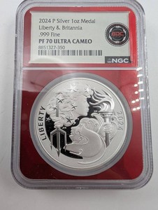 2024 P Liberty & Britannia Silver 1 Oz Medal NGC PF70 Ultra Cameo