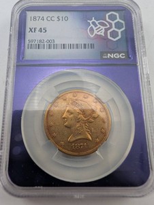 1874-CC Liberty Head $10 Gold Coin NGC XF45
