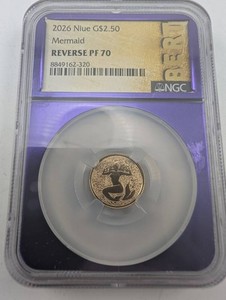 2026 2g 22kt Gold Mermaid Reverse PF70 NGC Coin