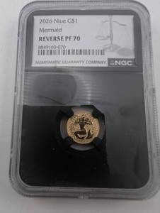 2026 Niue G$1 Mermaid NGC Reverse PF70 1g 22kt Gold