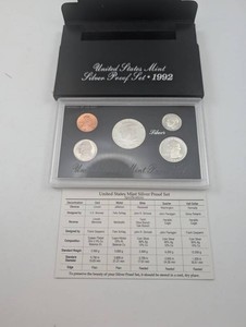 1992 United States Mint Silver Proof Set 5 Coins