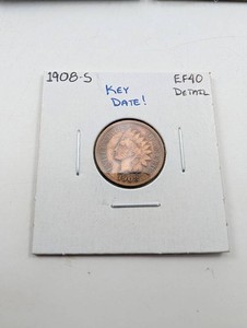 1908-S Indian Head Cent Key Date EF40 Detail