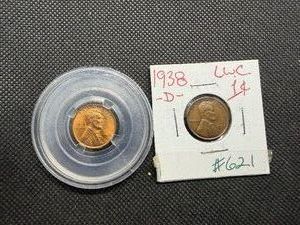 1936 and 1938D Wheat Pennies