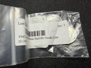 Two 1943 Steel Cents One Marked BU when Purchased