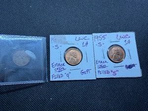 1953 D, 1954 S, 1955 S Wheat Pennies