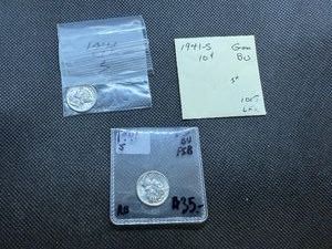 Three 1941 S Silver Mercury Dimes