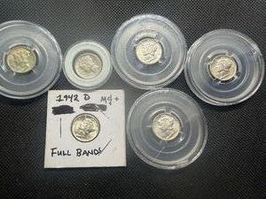 Three 1942D and Three 1942 Silver Mercury Dimes