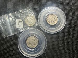 Two 1916, Unreadable Date S Buffalo Nickels