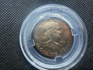 1961 Silver Franklin Half Dollar Toned