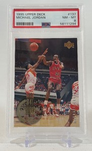 Michael Jordan PSA 8 NM-MT Graded Slab 1995 Upper Deck #137 Basketball Card