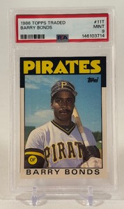 Barry Bonds RC PSA 9 Mint Graded Slab 1986 Topps Traded #11T Rookie Vintag Baseball Card